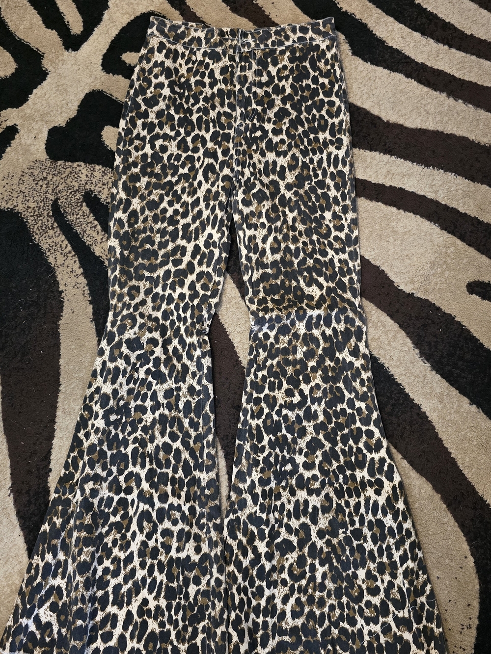 MACARON Leopard Print Wide Leg Jeans - Black/Brown/Cream
